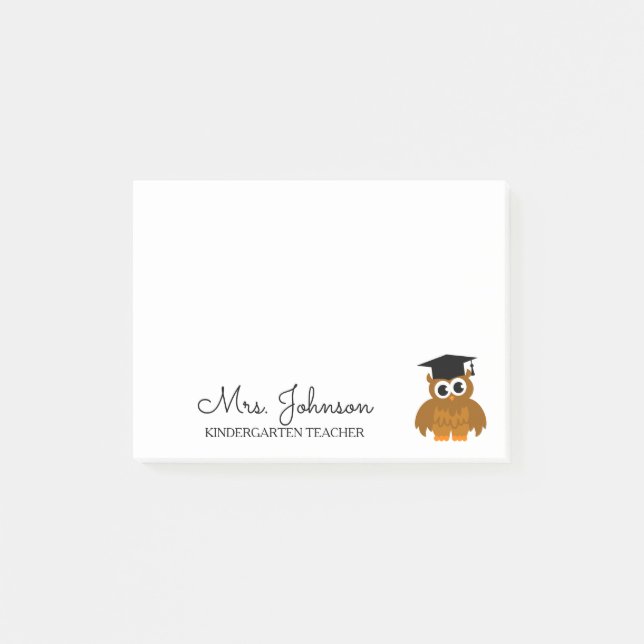 Post-it® Enseignant de maternelle personnalisée chouette ch (Devant)