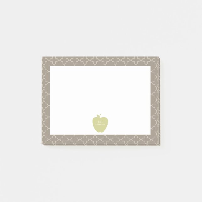 Post-it® Enseignant du Quatrefoil Brown Green Apple (Devant)