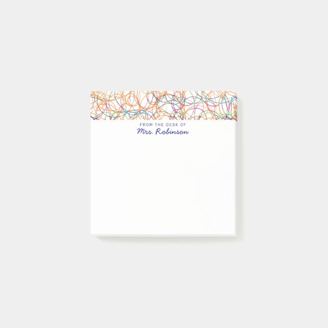 Post-it® Enseignant mignon Scribbles du bureau de 3x3 (Devant)