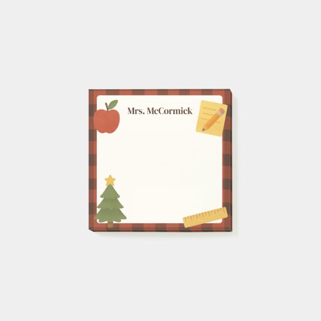 Post-it® Enseignant Noël Vacances Sticky Post-It Notes (Devant)
