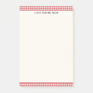 Post-it® Enseignant personnalisé En vichy rouge