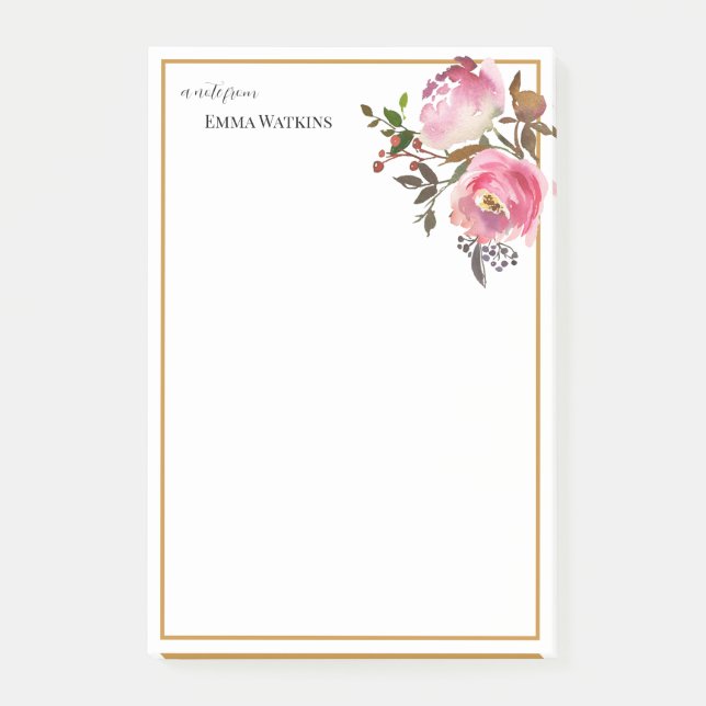 Post-it® Enseignant personnalisé Encadré Roses d'automne (Devant)