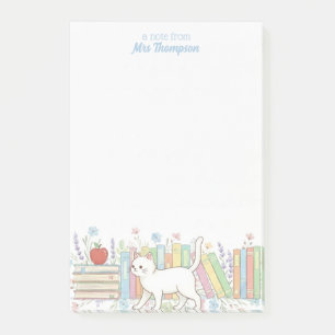 Post-it® Enseignant qui aime les livres & chats Personnalis