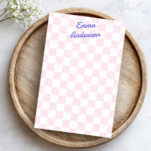 Post-it® Enseigne rétro rose pâle motif damier blanc
