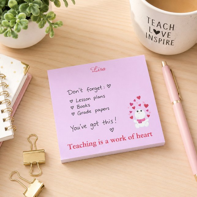 Post-it® Enseignement de cœurs roses (Créateur téléchargé)