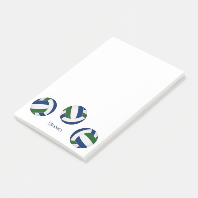 Post-it® entraîneur de volley-ball bleu vert équipe couleur (Incliné)