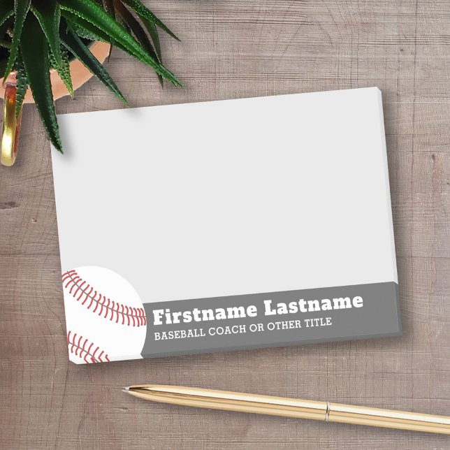 Post-it® Entraîneur ou enseignant de baseball - Dessin mode (Personalized Post-It Note - Baseball Theme)