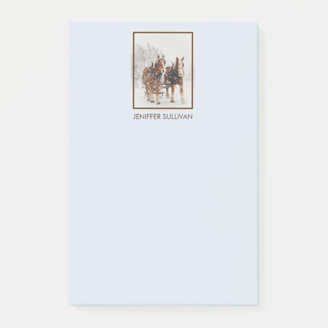 Post-it® Équipe de Belgique de cheval Wintery Christmas Sce (Devant)