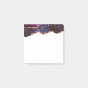 Post-it® Espace bleu et violet et étoiles avec ruban or