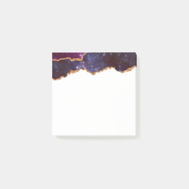 Post-it® Espace bleu et violet et étoiles avec ruban or (Devant)