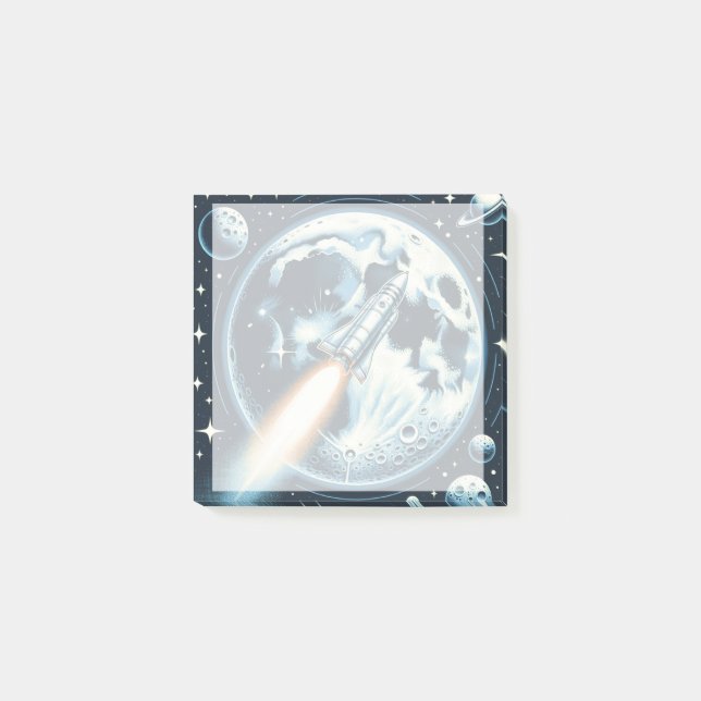 Post-it® Espace de la lune de fusée (Devant)