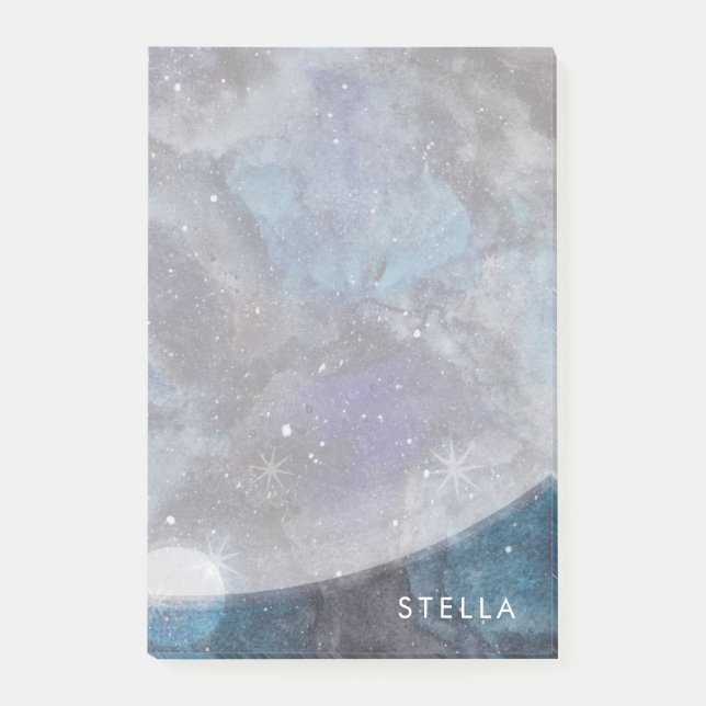 Post-it® Espace Galaxy Aquarelle Lune Étoiles Personnalisée (Devant)