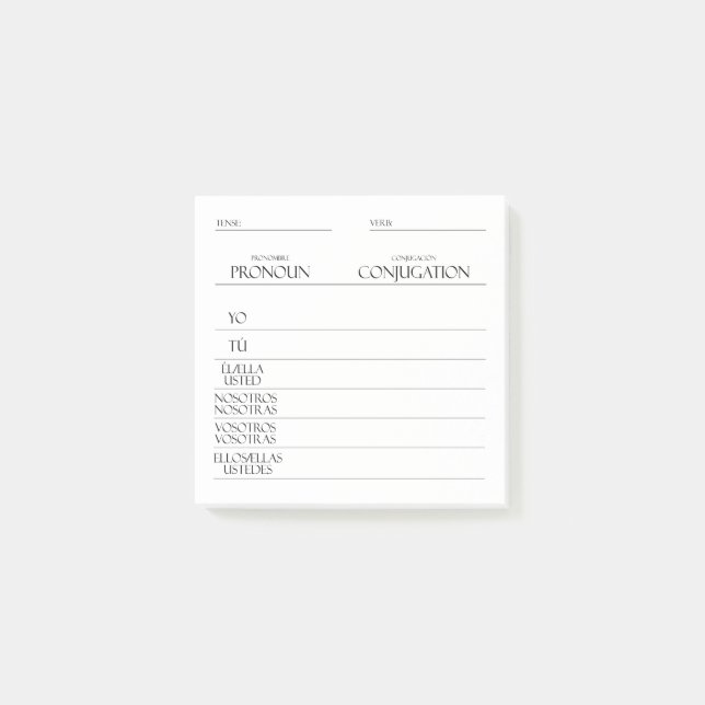 Post-it® Espagnol | Pratique de conciliation Verbes (Devant)