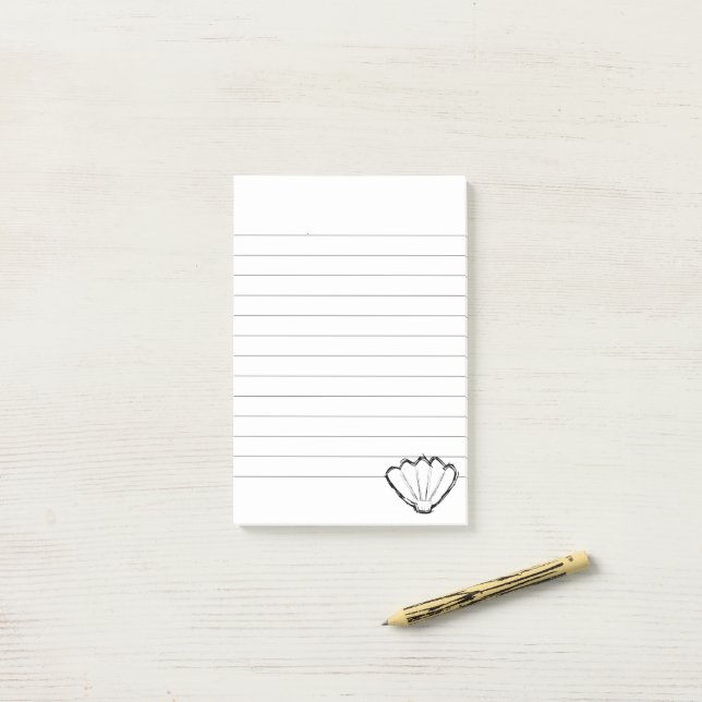 Post-it® Esquisse de coquillage (Sur un bureau)