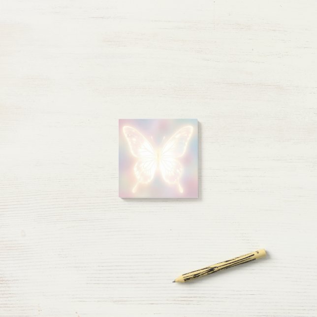 Post-it® Ethereal Glowing Butterfly (Sur un bureau)