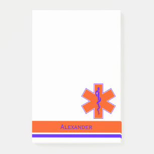 Post-it® Étoile orange et bleue d'ambulance faite sur