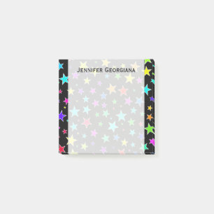 Post-it® Étoiles amusantes, colorées Motif + Nom personna