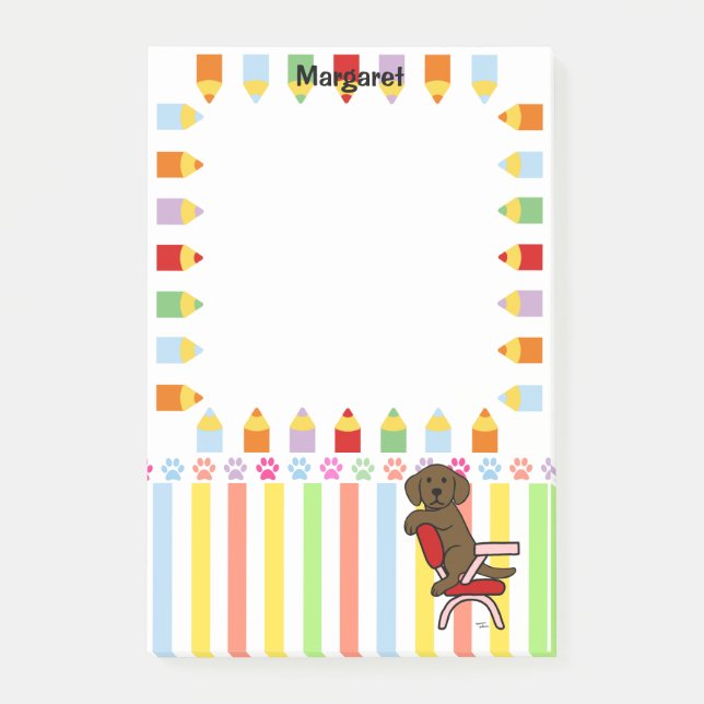 Post-it® Étudiant 3 de Labrador de chocolat (Devant)