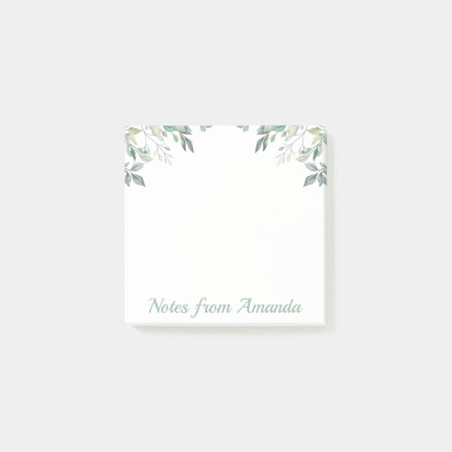 Post-it® Eucalyptus Feuille Vert Aquarelle (Devant)