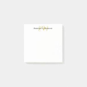 Post-it® Exclusif Monogramme Moderne Nom Couleur Or Unique