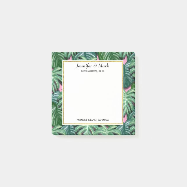 Post-it® Exotic Green Feuille Motif Mariage (Devant)