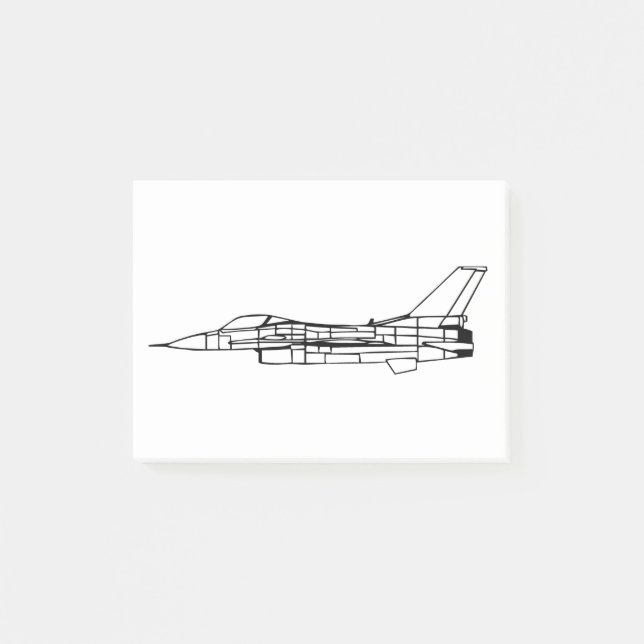 Post-it® F16 Silhouette de l'avion de combat militaire (Devant)