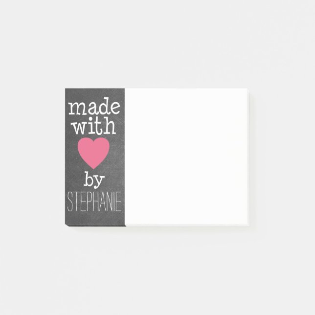 Post-it® Fabriqué avec amour par vous - rose chaud et table (Devant)