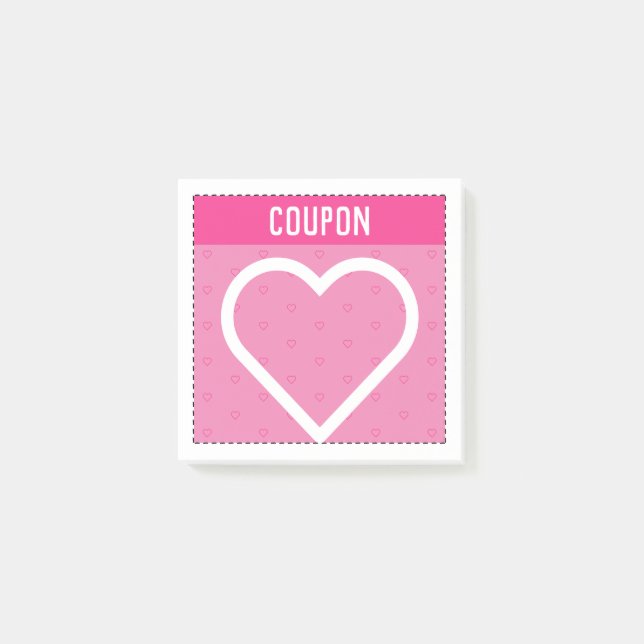 Post-it® Faites vos propres coupons | Coeurs roses (Devant)