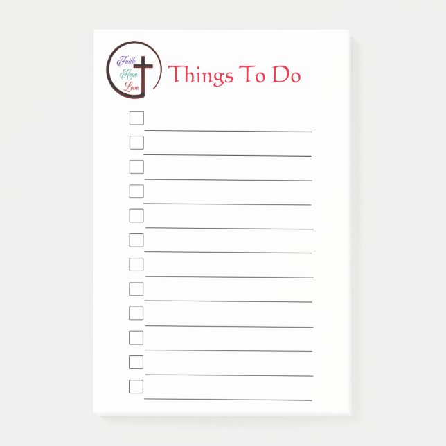 Post-it® Faith Hope Love Cross Post-it Notes (Devant)
