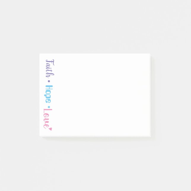 Post-it® Faith Hope Love Heart Inspirational Christian 4x3 (Devant)