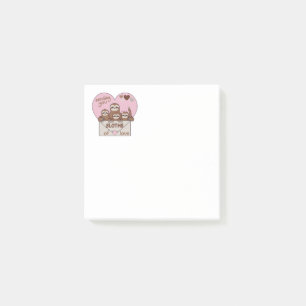 Post-it® Famille de paresseux avec enveloppe, cœur et texte