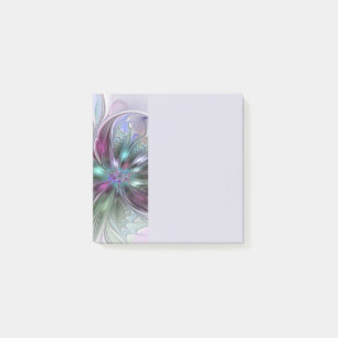 Post-it® Fantaisie Abstraite Moderne Fleur Fractale Colorée