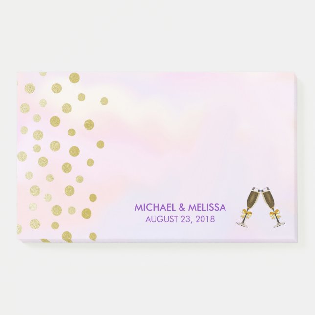 Post-it® Faux Gold Confetti avec Mariage de Lunettes de Cha (Devant)