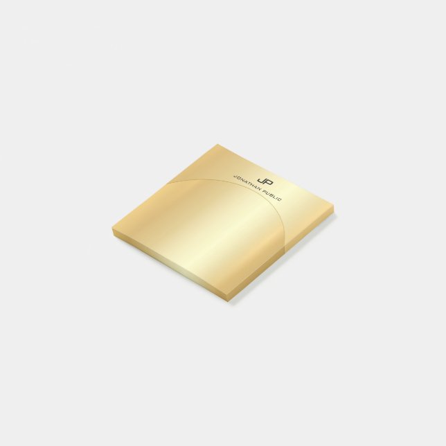 Post-it® Faux Gold Elegant Moderne Monogram Modèle (Incliné)