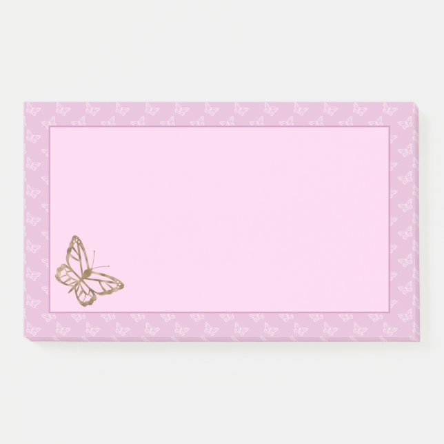 Post-it® Faux Gold Foil Look Papillon sur Lavender Purple (Devant)