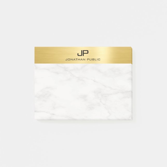Post-it® Faux Gold Marbre blanc Élégant Modèle moderne (Devant)