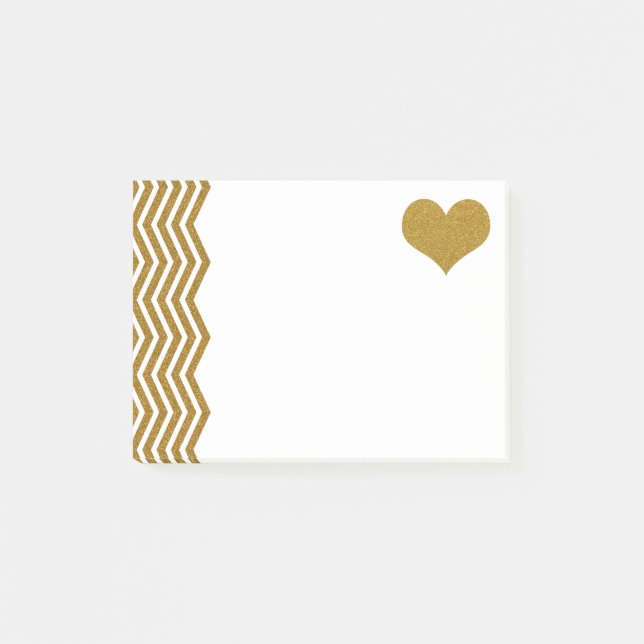 Post-it® FAUX Gold Parties scintillant Zigzag and Heart (im (Devant)