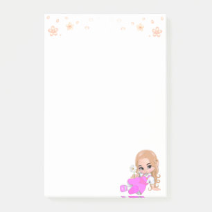 Post-it® Fée mignonne en rose sur blanc