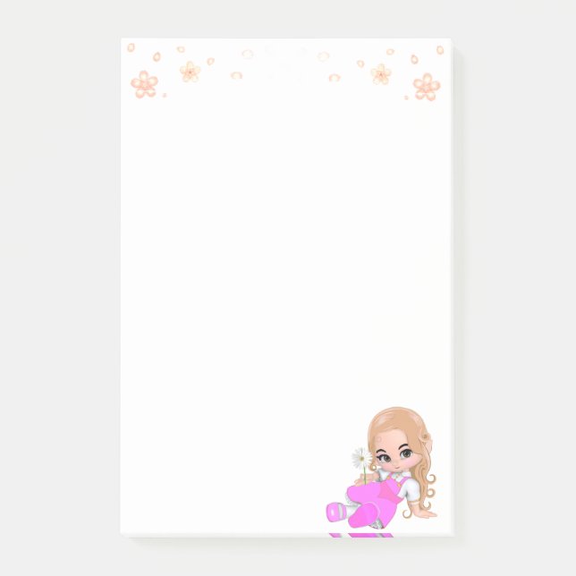 Post-it® Fée mignonne en rose sur blanc (Devant)