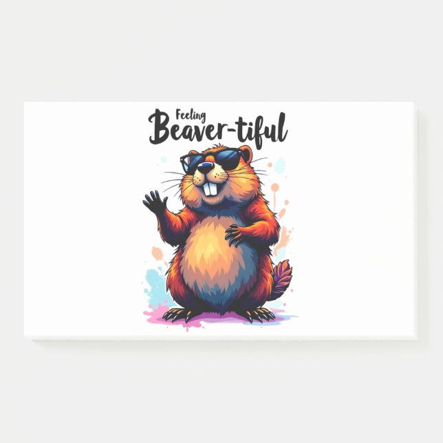 Post-it® Feeling Beaver-tiful - Funny Beaver Graphic (Devant)