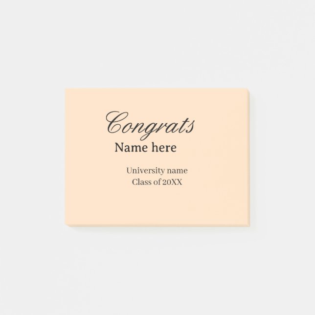 Post-it® Félicitations au diplômé de l'université nom promo (Devant)