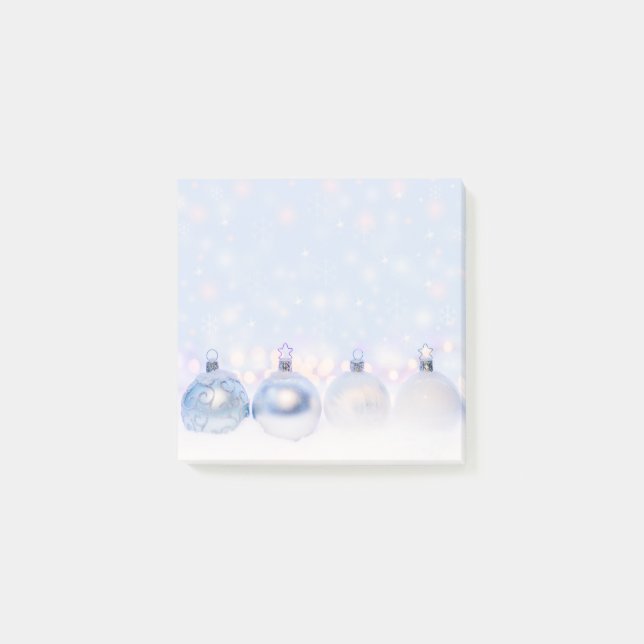 Post-it® Festif boules de Noël en argent sur la neige (Devant)