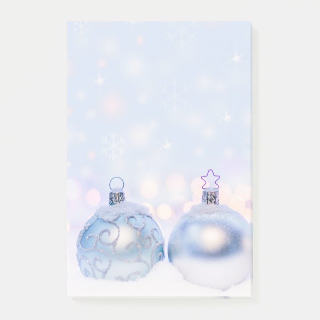 Post-it® Festif boules de Noël en argent sur la neige (Devant)