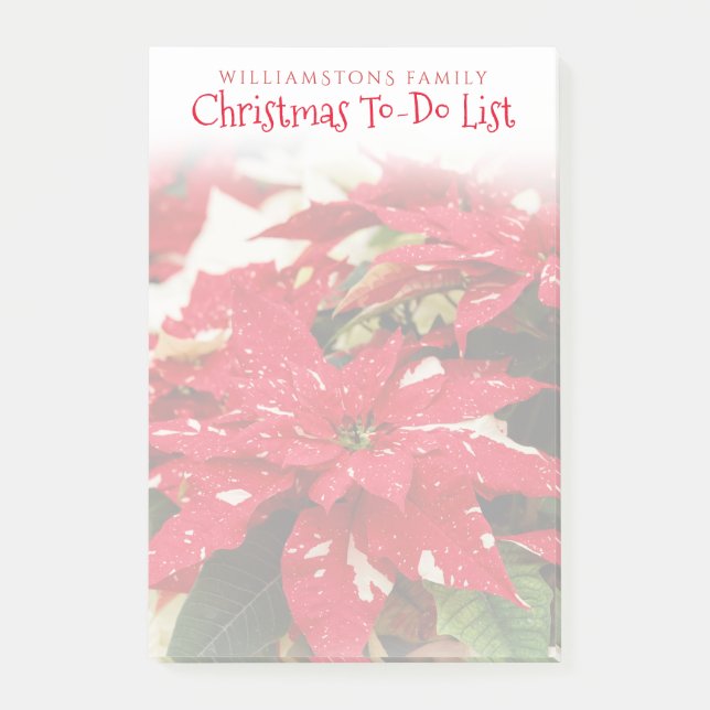 Post-it® Festif Rouge Blanc Floral Poinsettias de Noël (Devant)