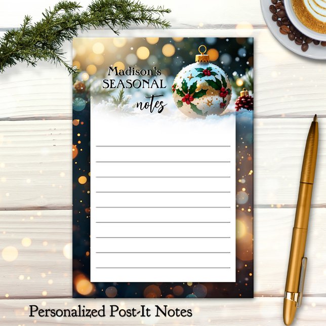 Post-it® Festive Christmas Holidays (Post it notes featuring a Christmas design with bauble in the snow and light sparkles.)
