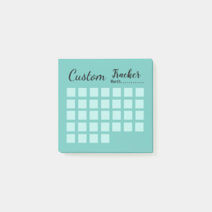 Post-it® Feu de suivi d'habit mensuel personnalisé turquois