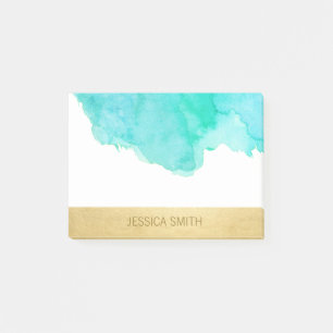 Post-it® Feuille d'or personnalisée de Faux d'aquarelle de