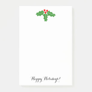 Post-it® Feuille et baies mignons de houx de Noël