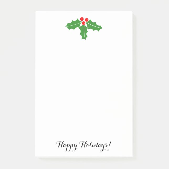 Post-it® Feuille et baies mignons de houx de Noël (Devant)