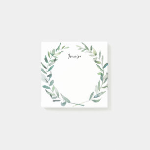 Post-it® Feuille olive d'aquarelle botanique décoré d'un